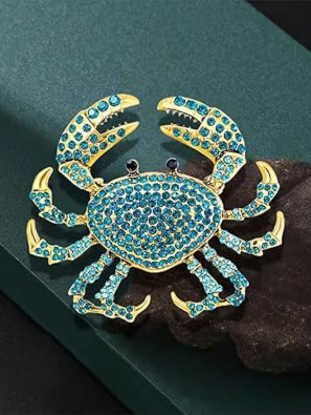 Rhinestone Crab Brooch Pin for Women Crystal Marine Lapel Pin